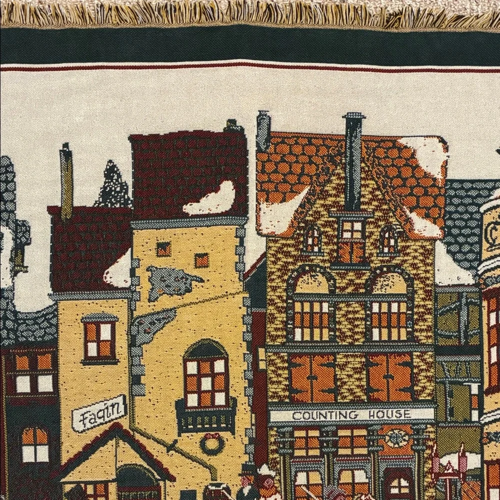 Vintage Goodwin Weavers Dickens’ Villlage Series Woven Throw